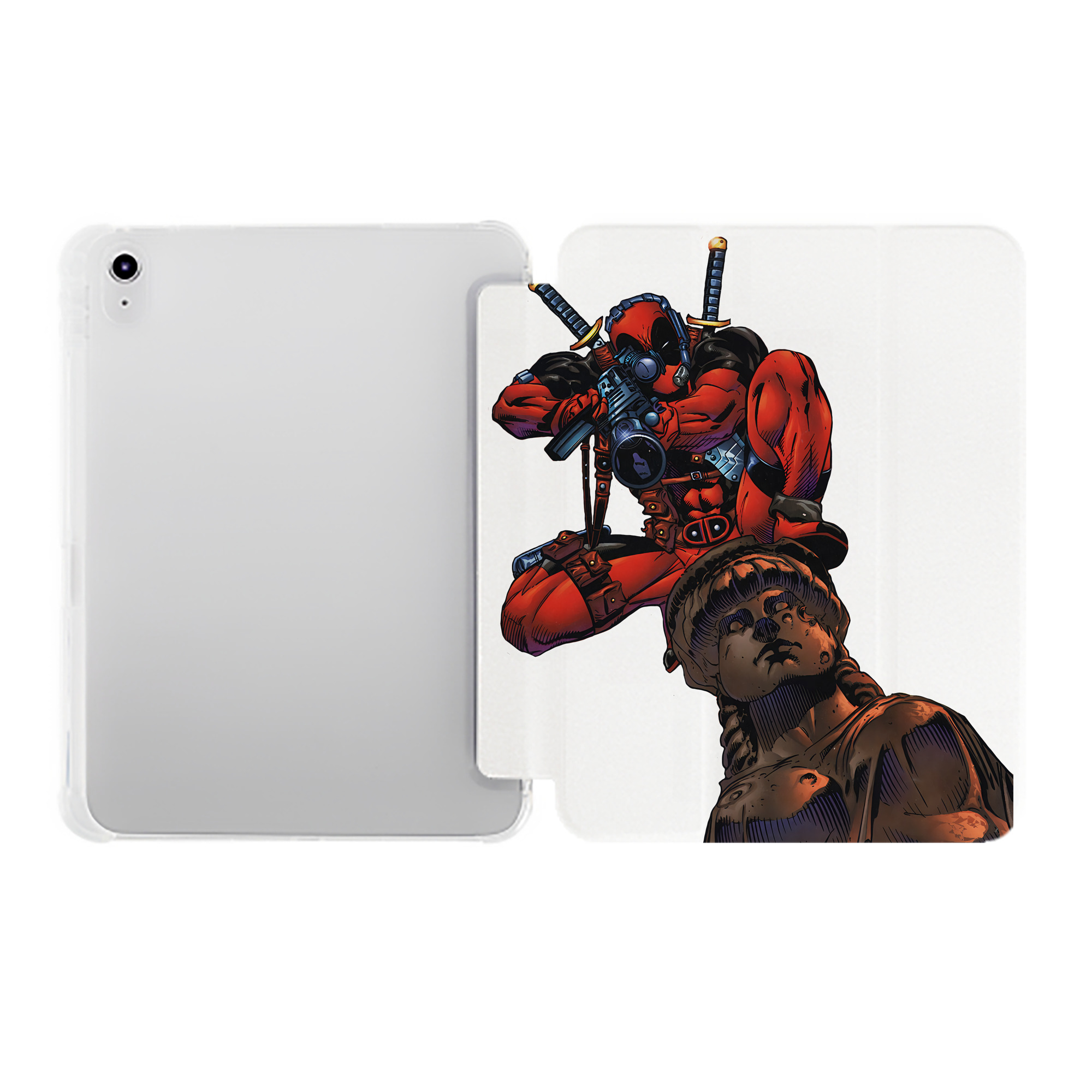 （画像用） Deadpool デッドプール IPad ケース ペン収納付き 三つ折りスタンド PUレザー×シリコン 対応機種9.5/10.5/10.9インチ
